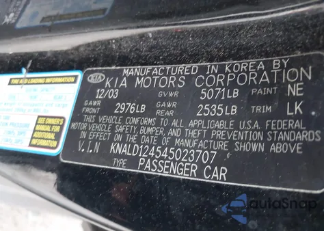 2004 Kia Amanti z USA, uszkodzony, nr VIN KNALD124545023707